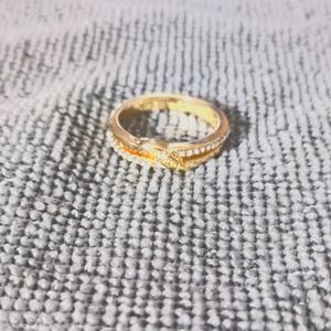 Elegant Gold and Cz Rhinestones Women's Ring